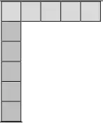 L shape of 10 squares: a column of 6 squares with 4 squares to the right of the top square
