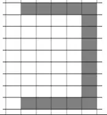 Shape number 4: a bracket shape with a top row of 4 squares, a vertical column of 9 squares on the right and a bottom row of 4 squares