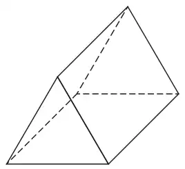 Triangular prism with hidden edges shown dashed