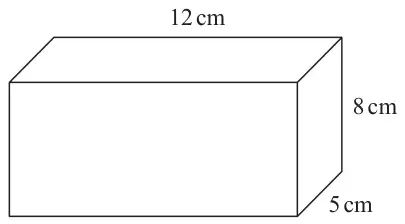 Cuboid 12 cm long, 8 cm high and 5 cm deep