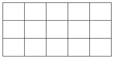 A rectangle divided into 15 equal squares, 3 rows of 5