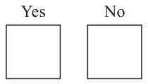 Two empty tick boxes labelled Yes and No
