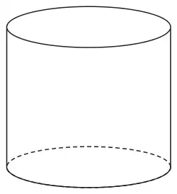 A 3-D shape with two equal circular ends joined by a curved surface