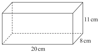 Cuboid with edges 20 cm, 11 cm and 8 cm