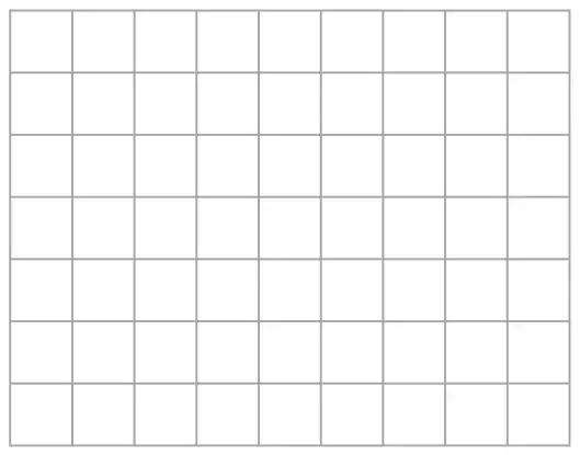 Blank square grid, 9 squares wide and 7 squares high