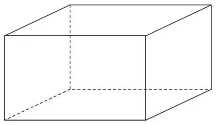 A cuboid drawn in 3D with hidden edges shown dashed