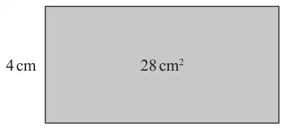 Shaded rectangle with height 4 cm and area 28 cm² written inside