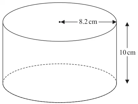 Cylinder with radius 8.2 cm and height 10 cm