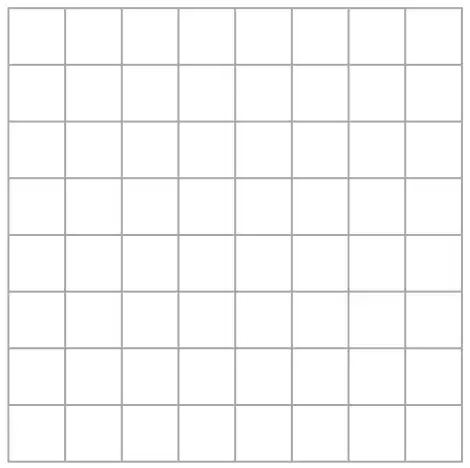 Empty centimetre grid, 8 squares by 8 squares