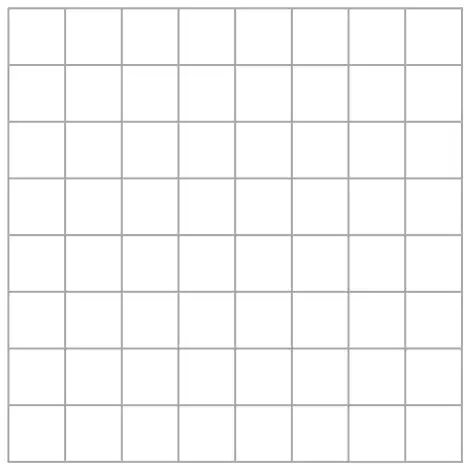 Empty centimetre grid, 8 squares by 8 squares