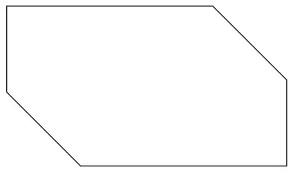 A hexagon made from a rectangle with two opposite corners cut off