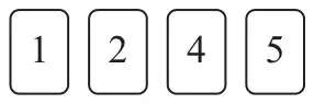 Four cards numbered 1, 2, 4 and 5