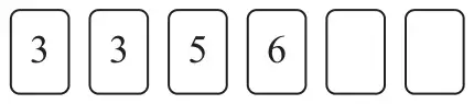 Six cards: 3, 3, 5, 6 and two blank cards