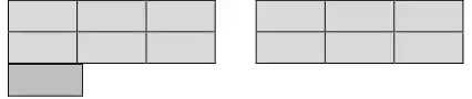 Two full rectangles of 6 sections and one small section