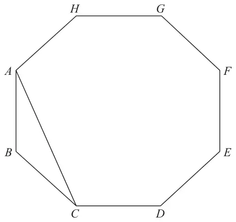 Regular octagon ABCDEFGH with the diagonal AC drawn