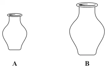 Two similar vases, A smaller and B larger