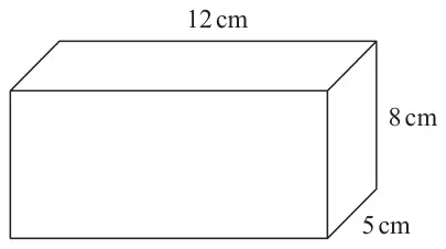 Cuboid 12 cm by 8 cm by 5 cm