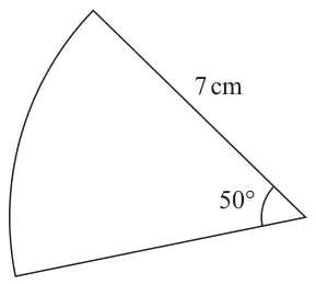 Sector of a circle with radius 7 cm and angle 50°