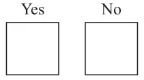 Two empty tick boxes labelled Yes and No