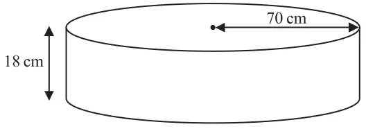 Cylinder with radius 70 cm and height 18 cm
