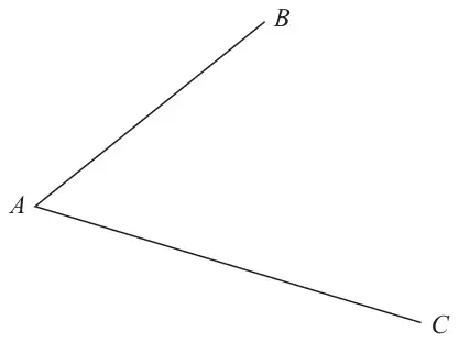 Angle BAC: two lines from A, one to B (up and to the right) and one to C (down and to the right)