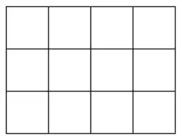 Rectangle made of 12 square tiles: 4 tiles wide and 3 tiles high