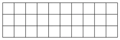 Rectangle made of 30 small square tiles in 3 rows of 10