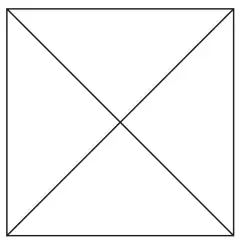 A square with both diagonals drawn, dividing it into 4 triangles
