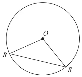Circle with centre O; R and S are points on the circle; radii OR and OS and the straight line RS are drawn