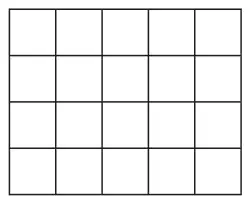 A rectangle made of 20 squares, 5 across and 4 down