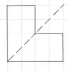 Shape F with a dashed diagonal line of symmetry