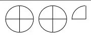 Two full circles and a quarter circle