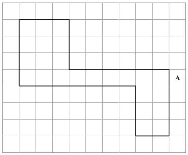 Shape A, a rectilinear shape, drawn on a centimetre grid