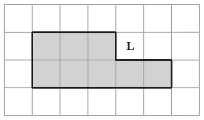 Shaded L-shape L drawn on a centimetre grid