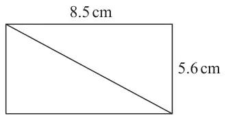 Rectangle 8.5 cm long and 5.6 cm high with a diagonal drawn