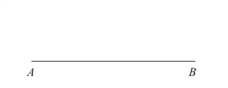 A horizontal line segment with A at the left end and B at the right end