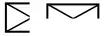 Two half-envelope symbols: a triangle shape and a top-half envelope shape