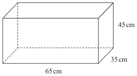 Cuboid measuring 65 cm by 35 cm by 45 cm