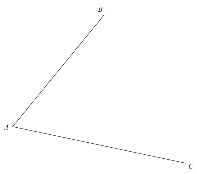 Angle BAC formed by two line segments AB and AC meeting at A