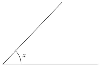 Two straight lines meeting at a point, with the angle x marked between them