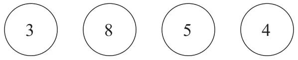 Four discs numbered 3, 8, 5 and 4