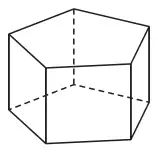 Pentagonal prism with hidden edges shown dashed
