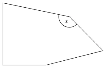 A pentagon with one angle marked x