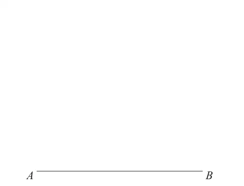 A horizontal line segment AB, 6 cm long on the printed paper, with space above it