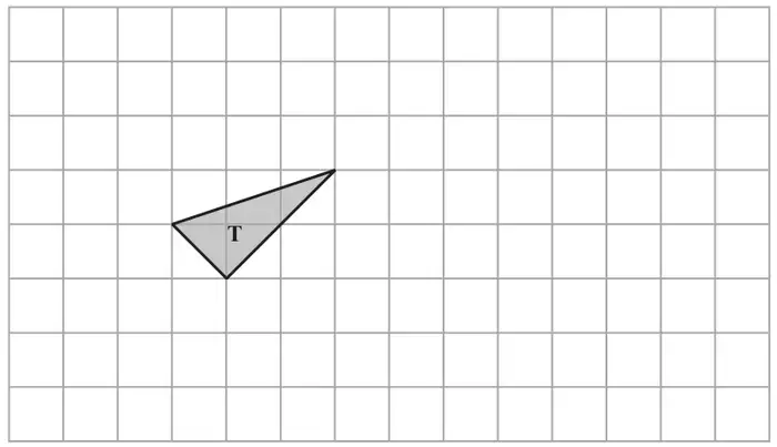 Square grid with a shaded triangle labelled T