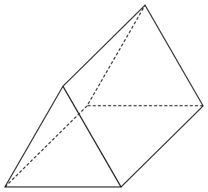 A 3-D shape with two triangular ends joined by three rectangular faces