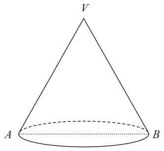 Cone with vertex V and AB a diameter of the circular base