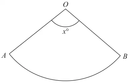 Sector AOB of a circle with centre O and angle x degrees at O