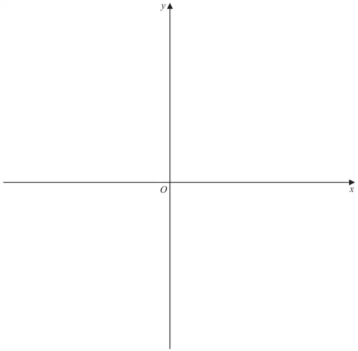 Blank x and y axes with origin O