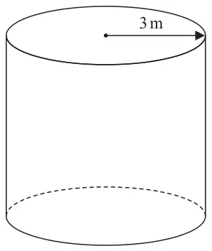 Solid cylinder with radius 3 m